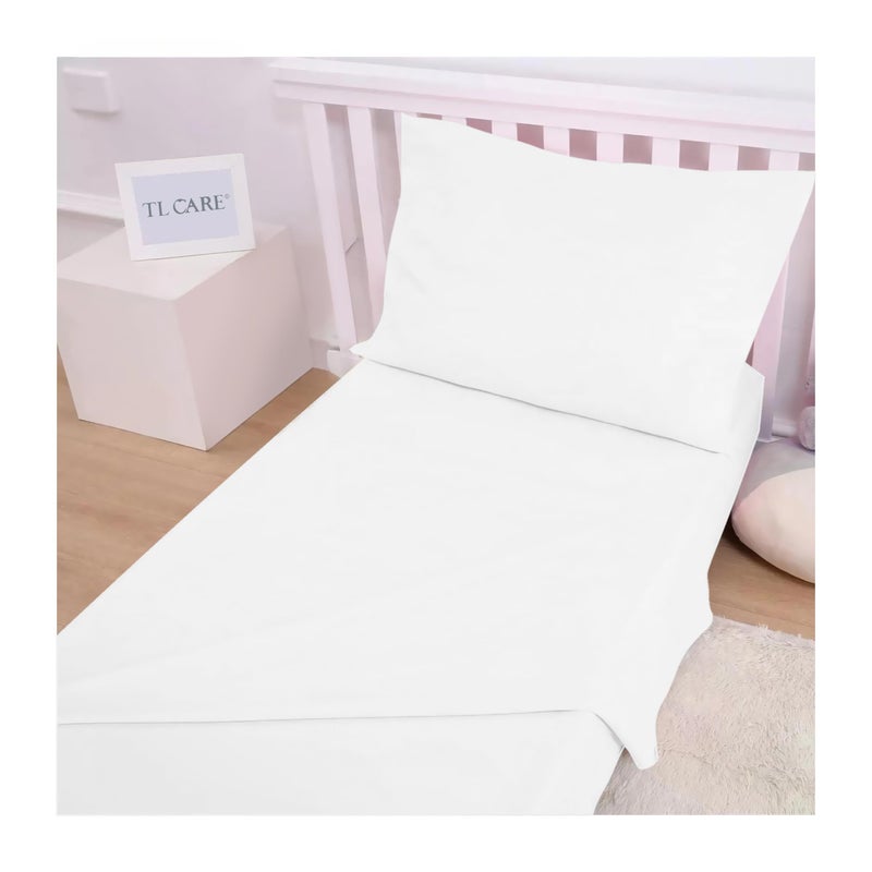 TL Care 100% Natural Cotton Jersey Knit 3-Piece Toddler Sheet Set, White, Soft Breathable, for Boys and Girls - Image 5